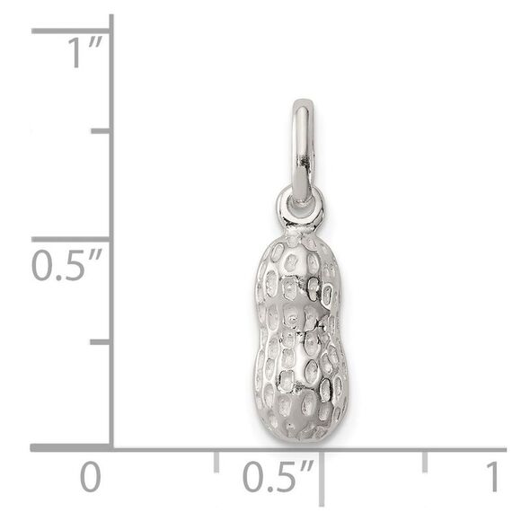 Sterling Silver Tiny 3D Peanut Charm 6 x 13mm - Picture 4 of 6